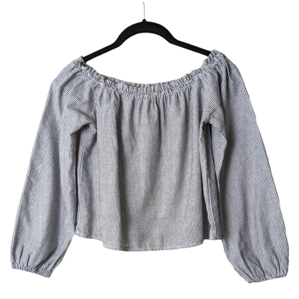 BRANDY MELVILLE Sz Small Off the Shoulder Ruffle Pinstripe Top‎ Coquette Girl